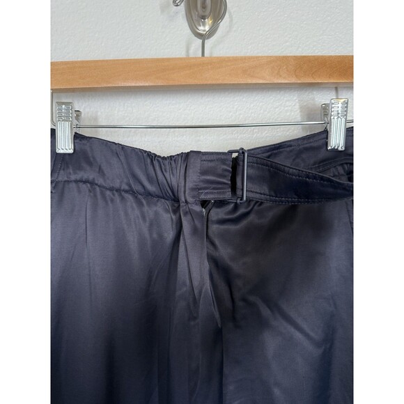 Vince $325 Belted CrossOver Culotte Wide Leg Viscose Pants Sz S Dark Navy Satin - Picture 4 of 12